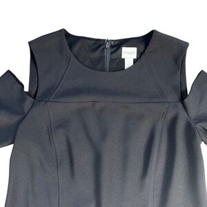 Chicos Black Cold Shoulder Sheath Dress Size 1 Knee Length Career